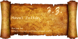 Havel Zoltán névjegykártya